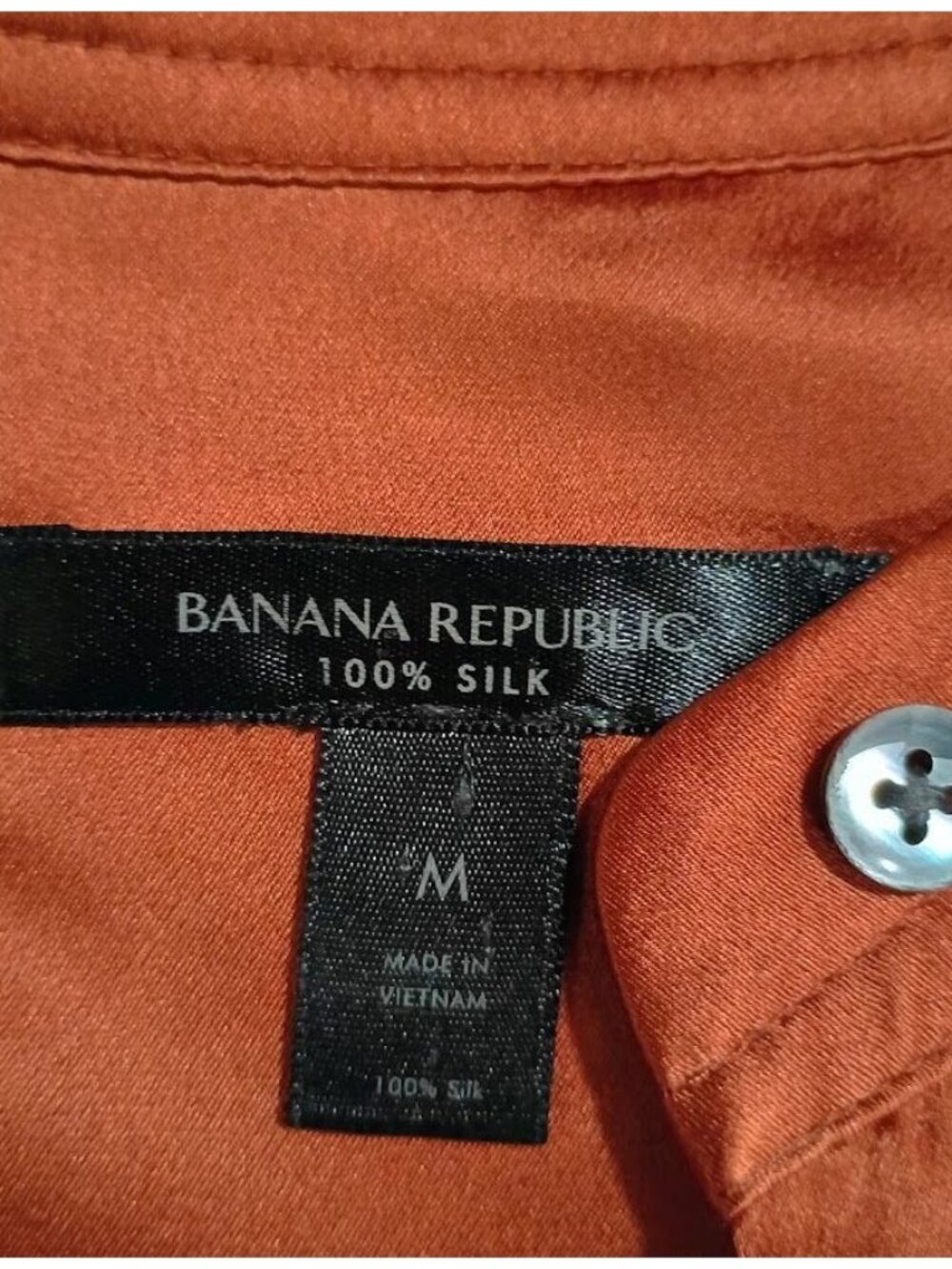 Banana Republic Silk Size M Button-Down Rust Midi Dress Short Sleeve Resortwear - Picture 2 of 12